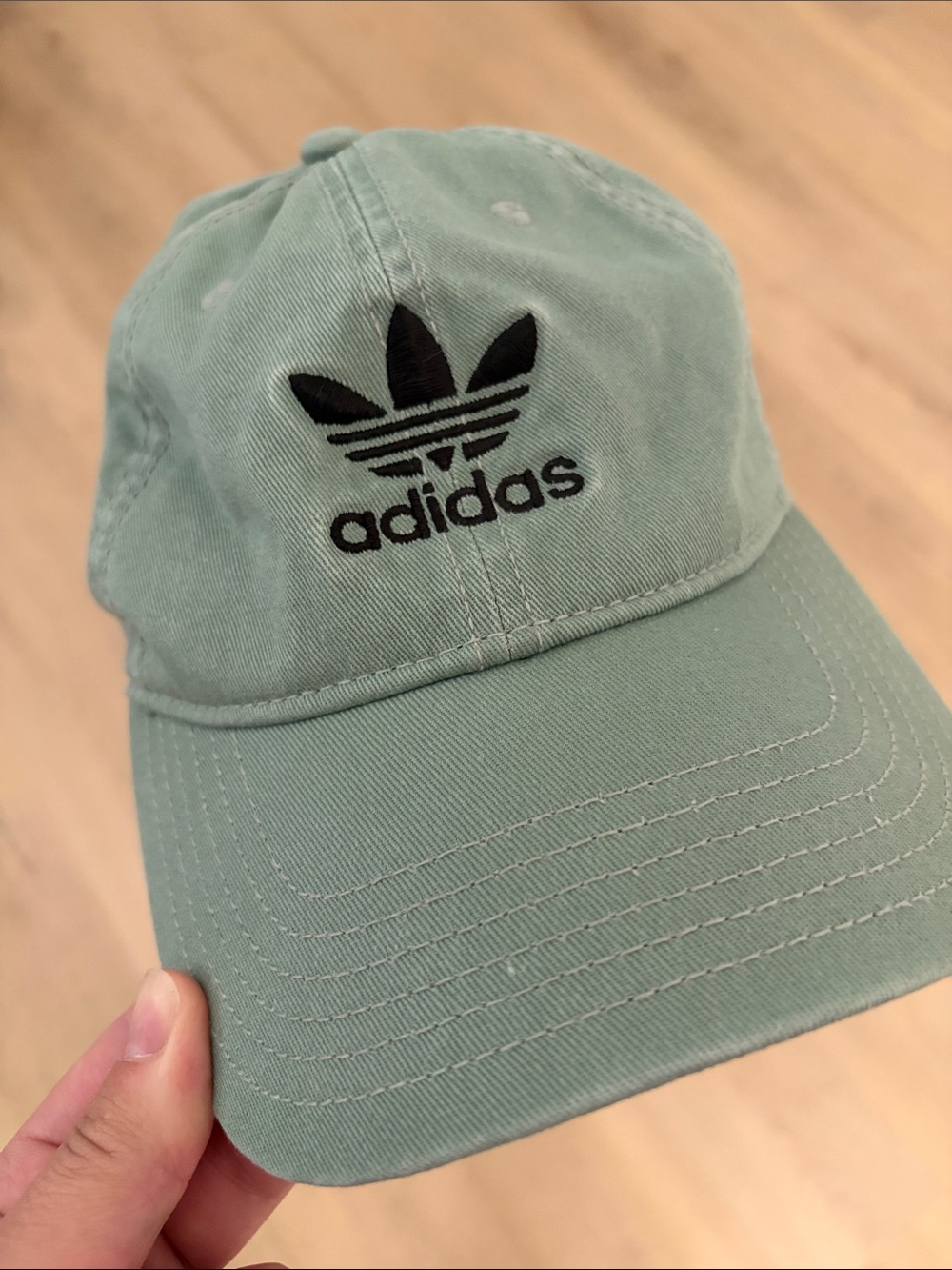 adidas Sage Green Trefoil Embroidered Cap - Picture 5 of 5